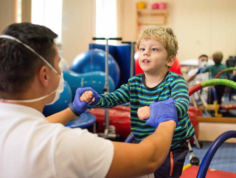 patient during the physical therapy